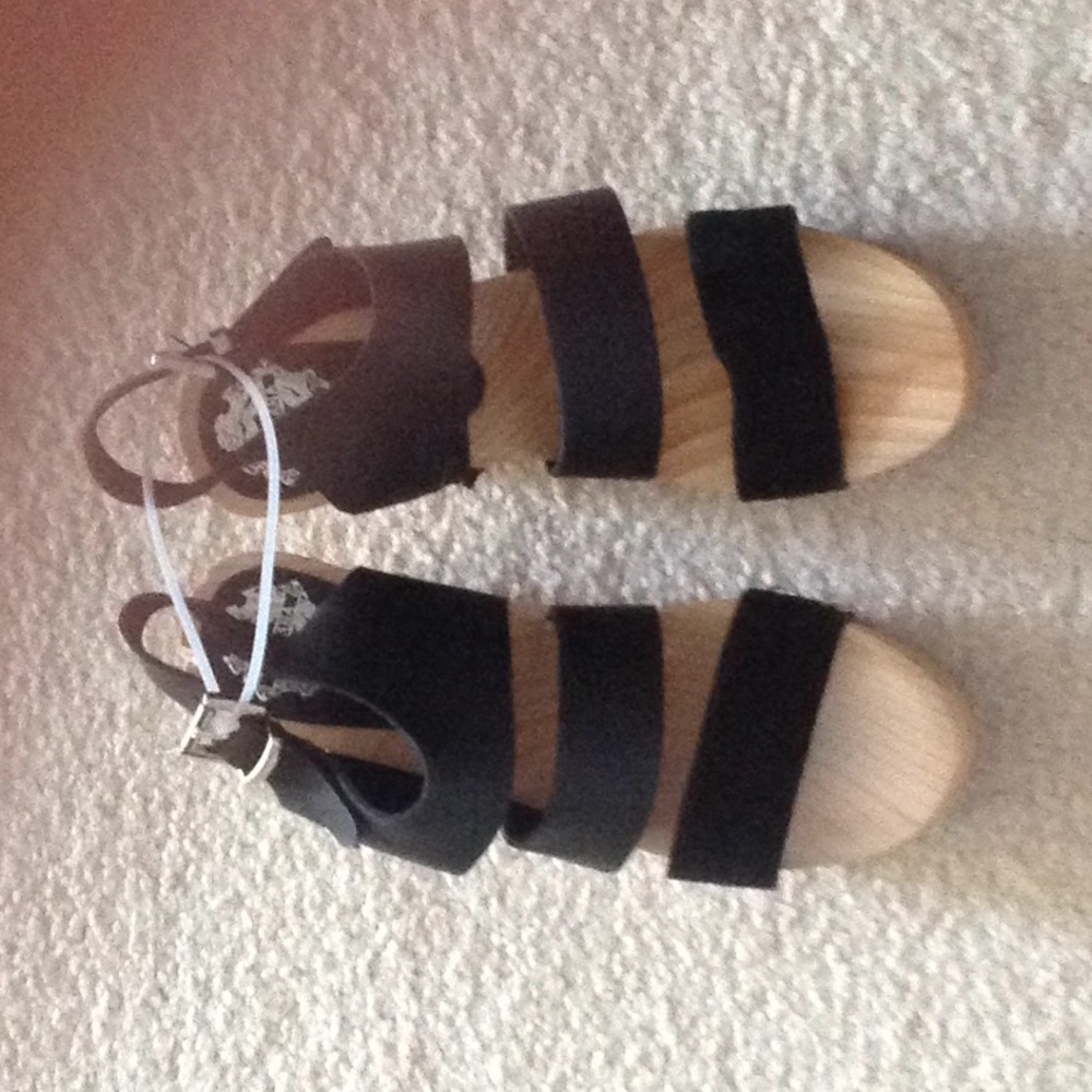 Black Solsana Sandals wooden Never worn